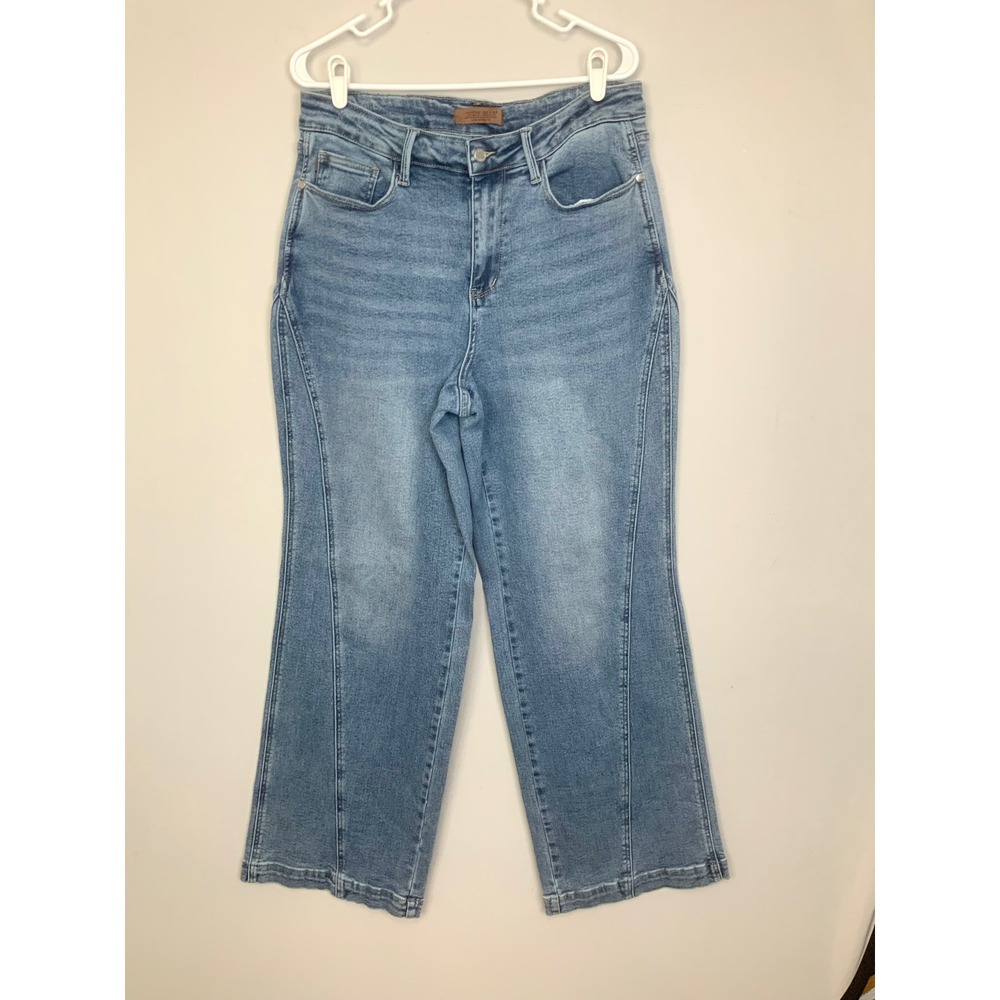 Judy Blue Sz 14W Wide Leg Side Seam Retro Blue Jeans JB88766 Medium Wash